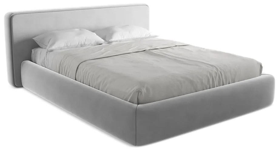 Letto matrimoniale imbottito grigio con contenitore con griglia 160x200 cm Kiana - Makamii
