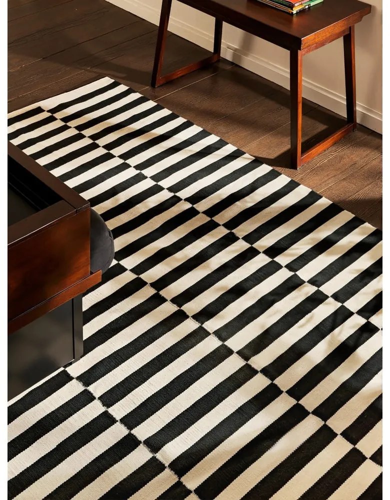 Tappeto bianco e nero in lana reversibile/tessuto a mano 200x300 cm Donna – Hanse Home