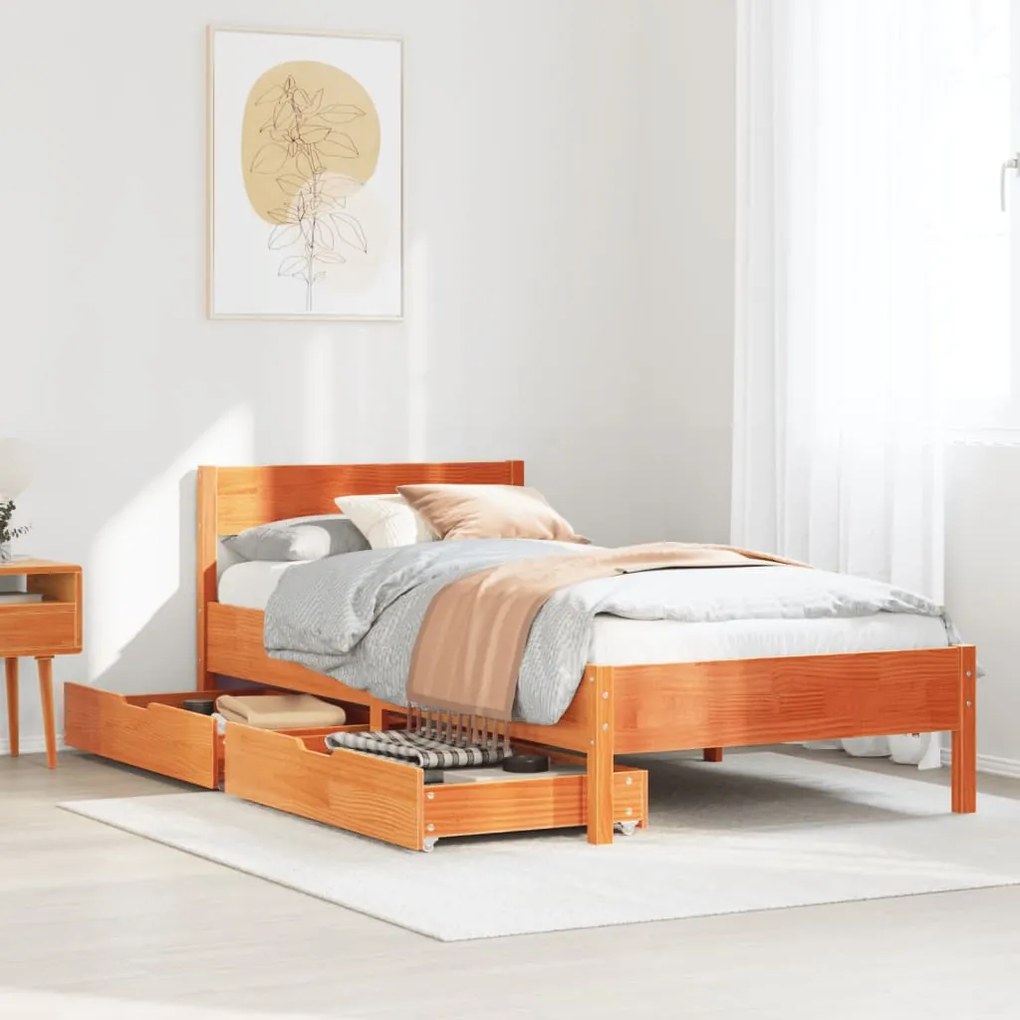 Letto senza materasso marrone cera 75x190 cm in legno di pino