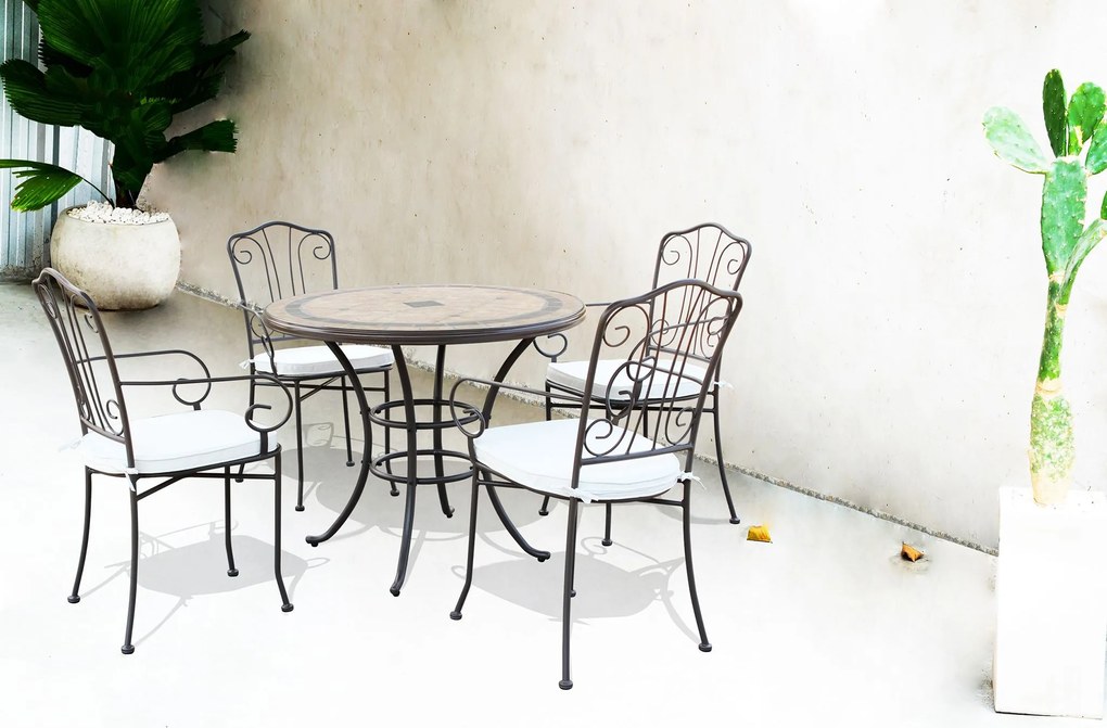 VENTUS - set tavolo in Ø 90 x 74 h con 4 poltrone Ventus