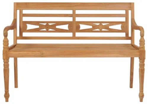 Panca Batavia con Cuscino Azzurro 120 cm in Massello di Teak