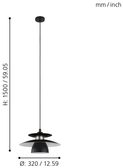 Eglo 98735 - Lampadario a sospensione con filo BRENDA 1xE27/40W/230V