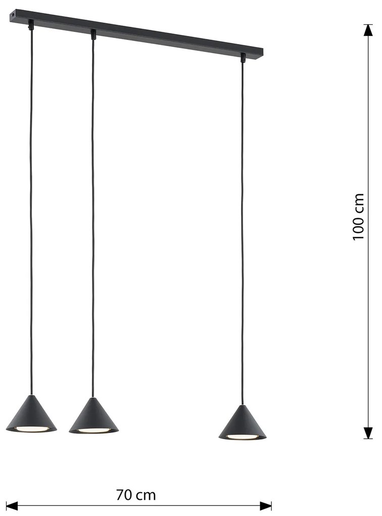Sospensione Minimal Skadi 3 Luci In Acciaio Nero