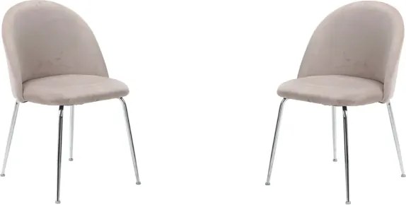 Sedia da pranzo in velluto Tortora con gambe in metallo Cromo - PARIS 2 sedie