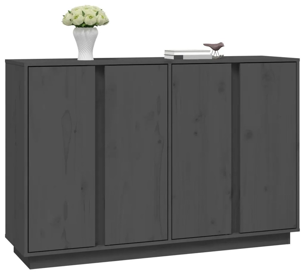 Credenza grigia 120x35x80 cm in legno massello di pino