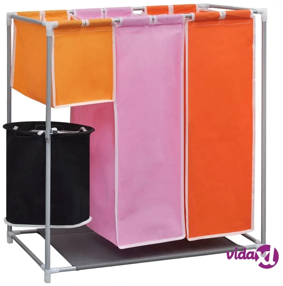 vidaXL Portabiancheria a 3 Sezioni 2 pz con 1 Cestino Lavaggio