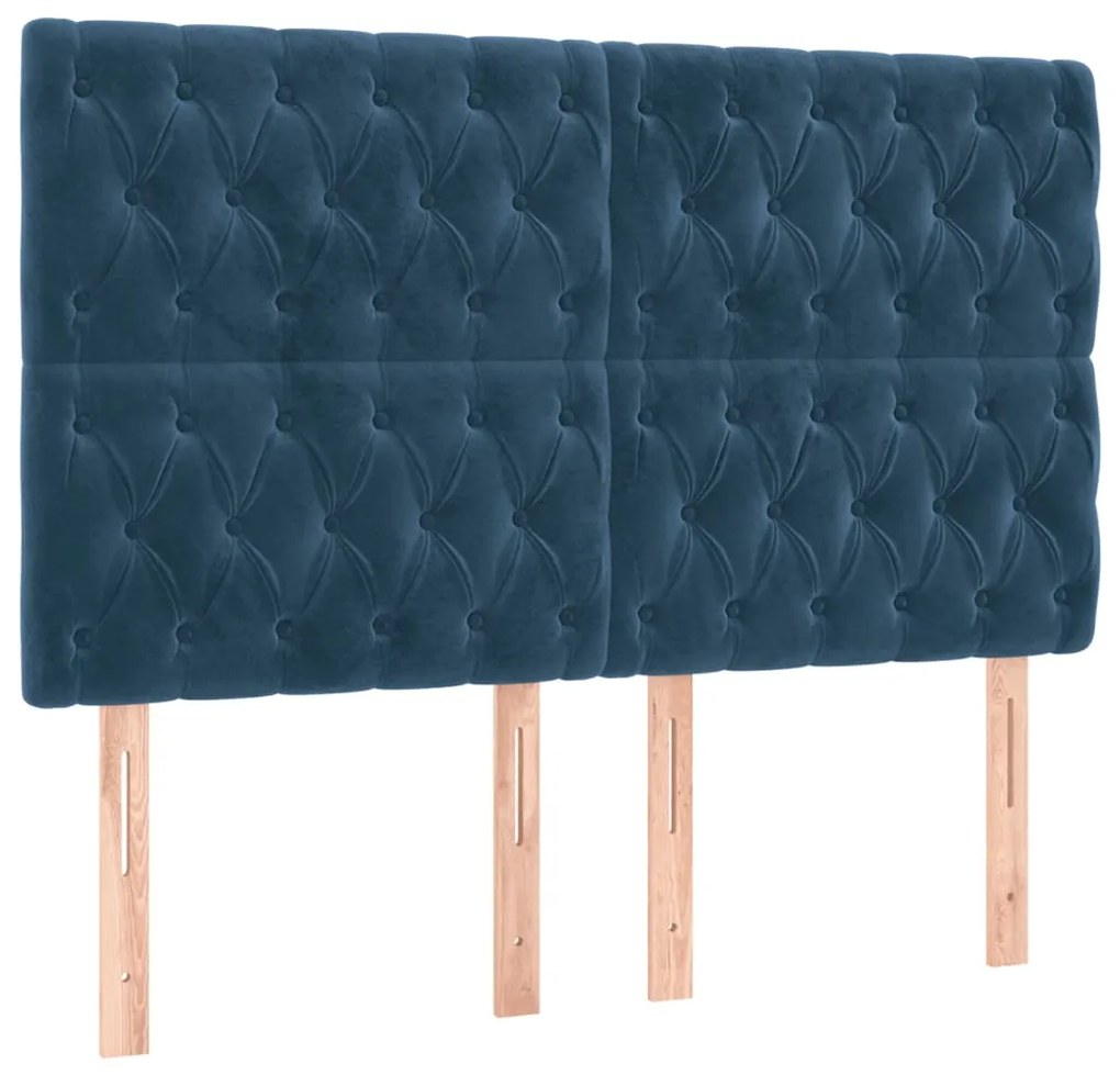 Giroletto a molle con materasso blu scuro 160x200 cm in velluto
