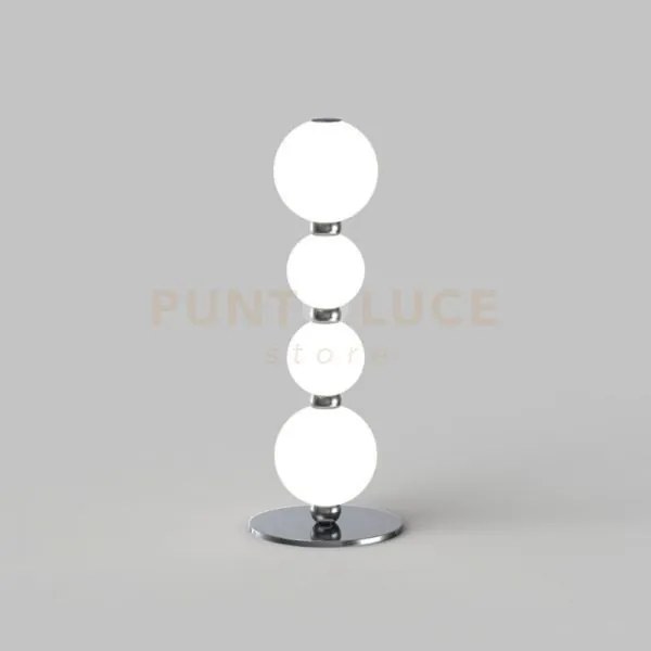 Perla tavolo, cromo, 4 sfere, led 11 watt, lumen 935 3000k, diam. 1...