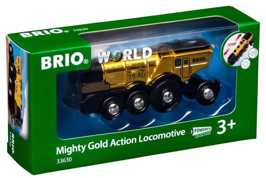 Brio – Potente Locomotiva d'Oro con Azioni a Batteria