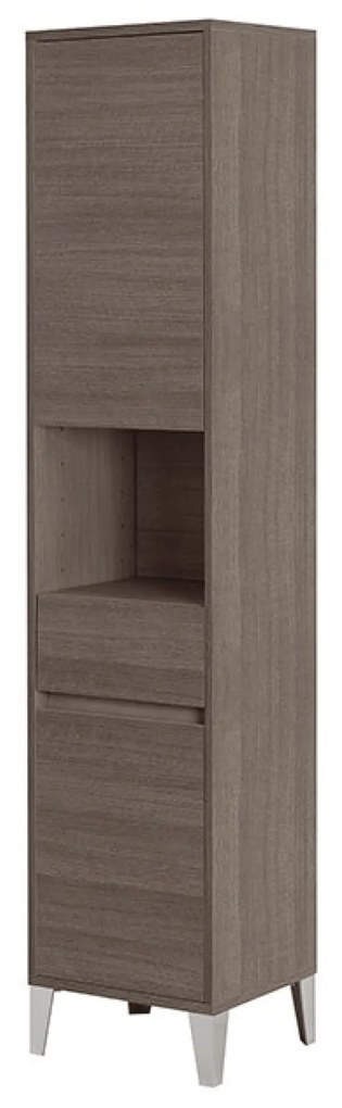 Colonna Portasciugamani a Terra 183 Cm Due Ante Con Vano a Giorno Un Cassetto Feridras "Mondo 2.0" Rovere Scuro