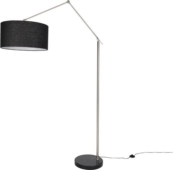 Lampada da terra in acciaio regolabile con paralume nero 50cm - Editor