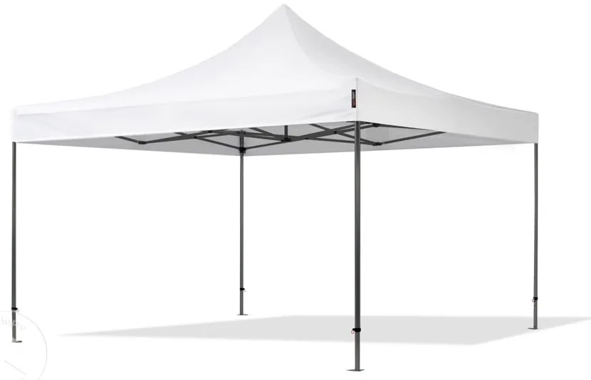 TOOLPORT 4x4 m gazebo pieghevole PVC ignifugo con laterali (finestre panoramiche), PREMIUM acciaio, bianco - (600130)