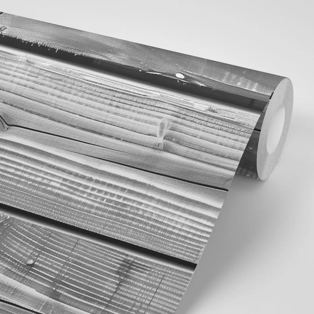 Carta da parati – Imitazione legno moderno in bianco e nero
