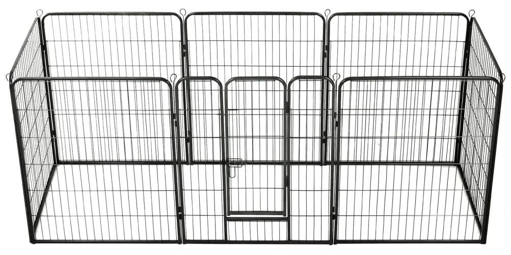 Box Per Cani Con 8 Pannelli İn Acciaio 80x100 Cm Nero /