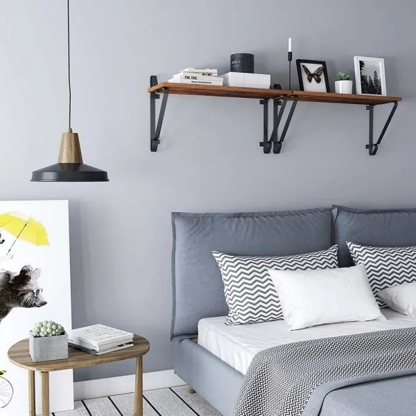 Set da 2 mensole a parete SHELFY, marrone/nero