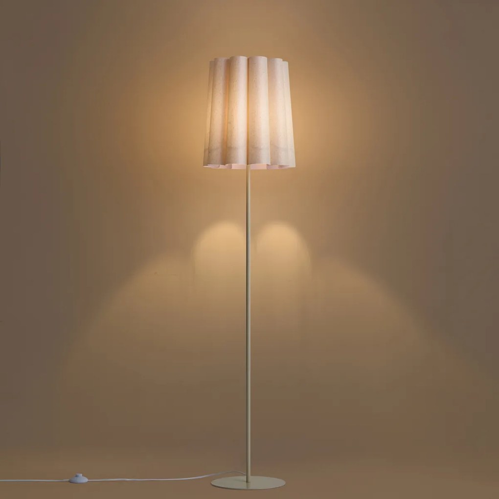 Lampada da terra Japandi beige con paralume in tessuto 160 cm - Jenni
