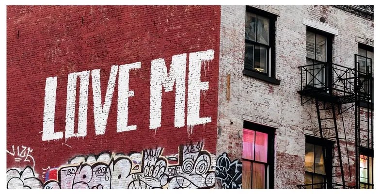 Stampa su tela New York murales love me, bianco e nero 190 x 90 cm