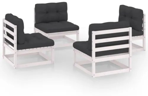 Set Divani da Giardino 4 pz con Cuscini Legno Massello Pino