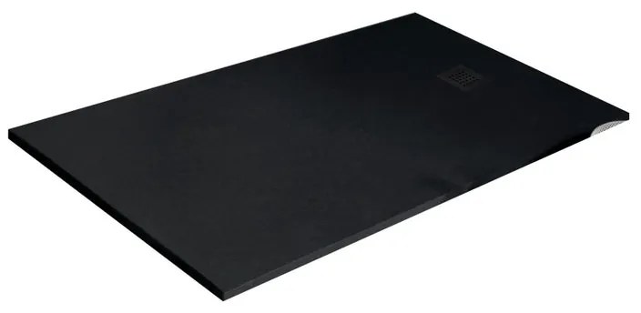 Piatto doccia in resina Strato nero L 180 x L 80 x H 3.2 cm opaco effetto pietra