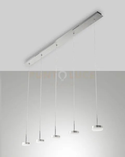 Dunk sospensione 5 luci alluminio a led 3000k - 40w - 3780 lm dimme...