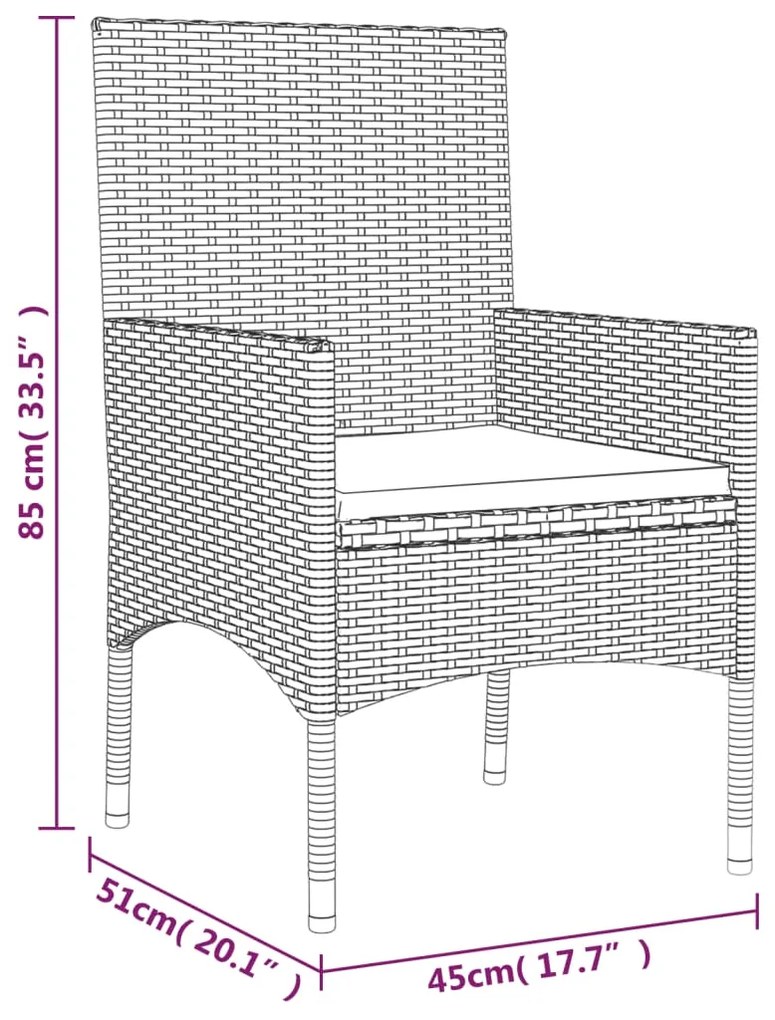 Set Divani da Giardino 4 pz con Cuscini Nero in Polyrattan