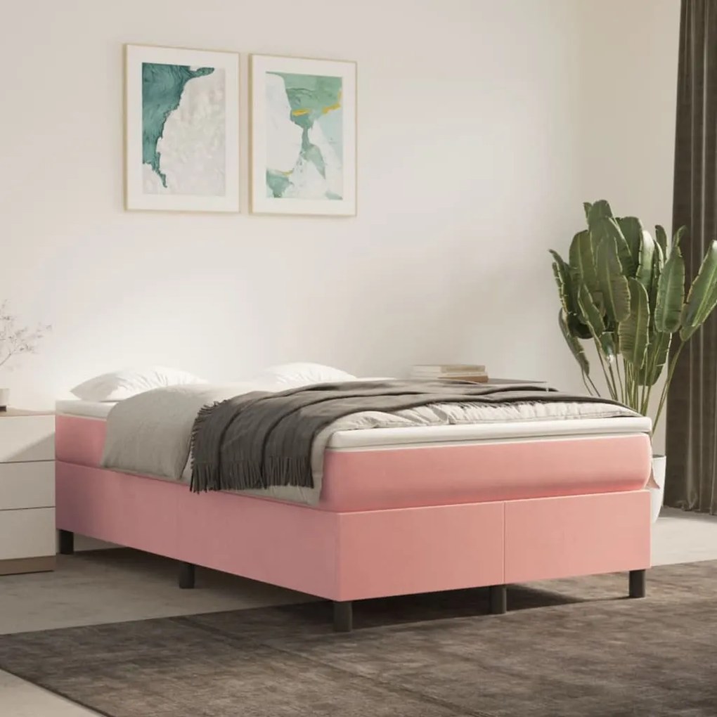 Giroletto A Molle Con Materasso Rosa 120x200 Cm İn Velluto /