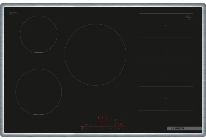 Piano cottura a induzione Bosch Serie 6 PXV845HC1E Da incasso 80cm 5 Fornelli 7400W Nero/Acciaio inossidabile [PXV845HC1E]