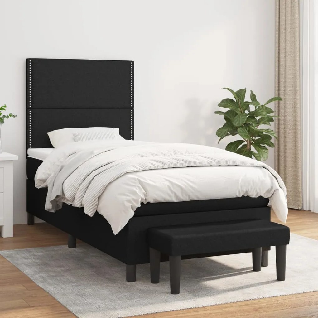 Giroletto A Molle Con Materasso Nero 100x200 Cm İn Tessuto /