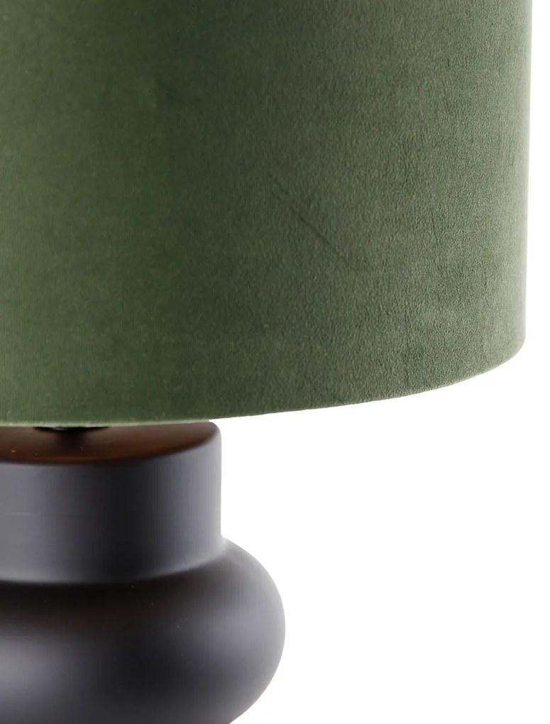 Lampada da tavolo di design con paralume in velluto nero verde con oro 35 cm - Alisia