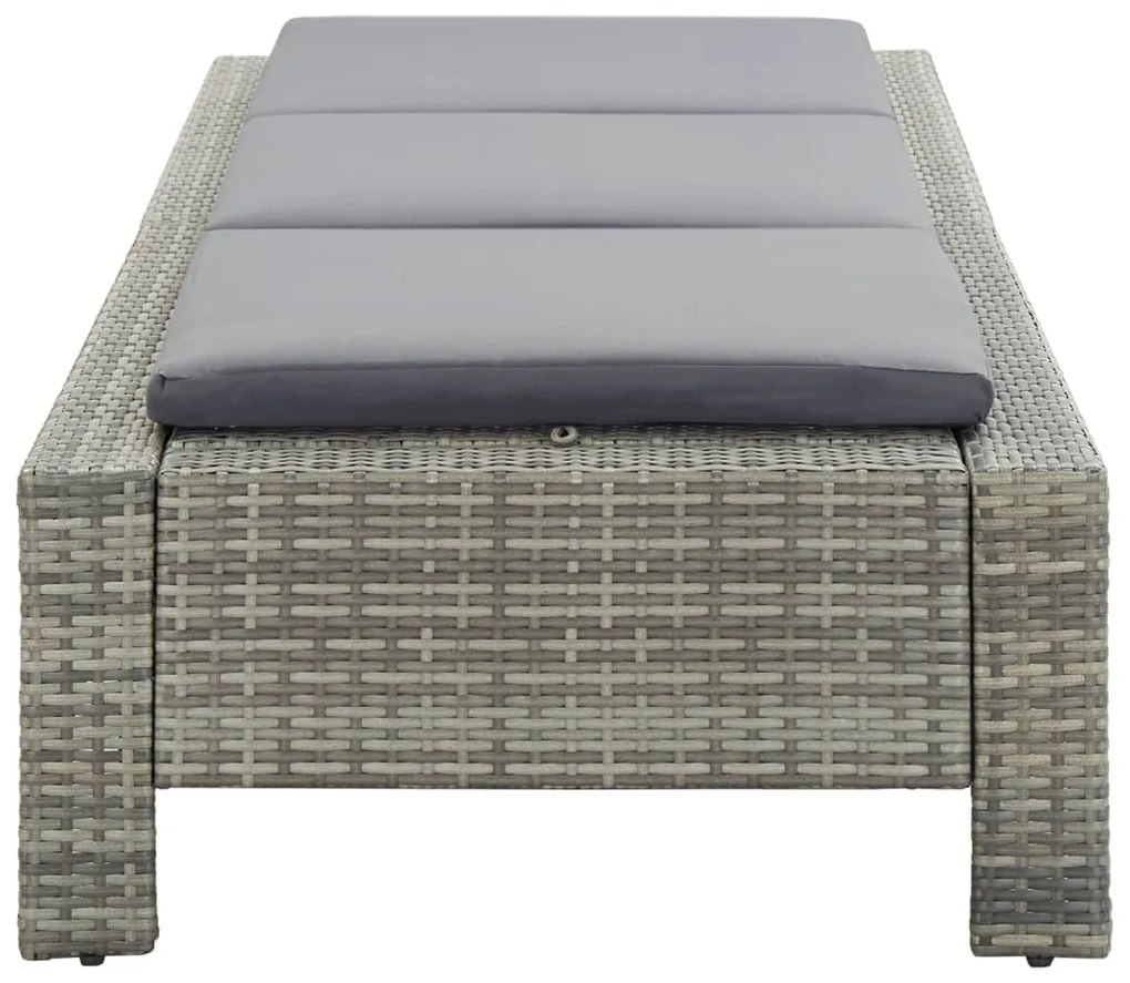 Lettino prendisole con cuscino in polyrattan grigio