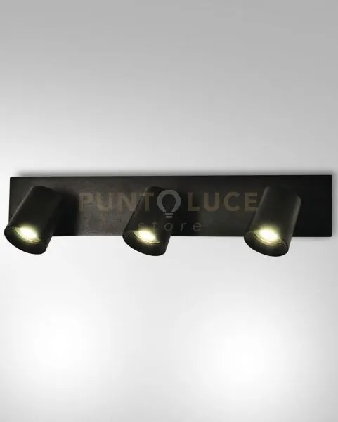 Modo spot nero 3 luci alluminio spazzolato orientabile attacco gu...