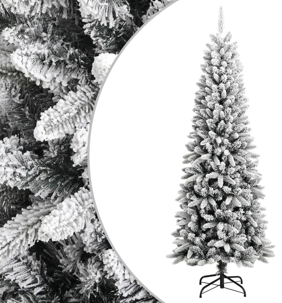 Albero di Natale Artificiale con Neve Floccata e LED in diverse dimensioni e materiali, Albero di Natale Artificiale con Neve Floccata 210 cm PVC e PE