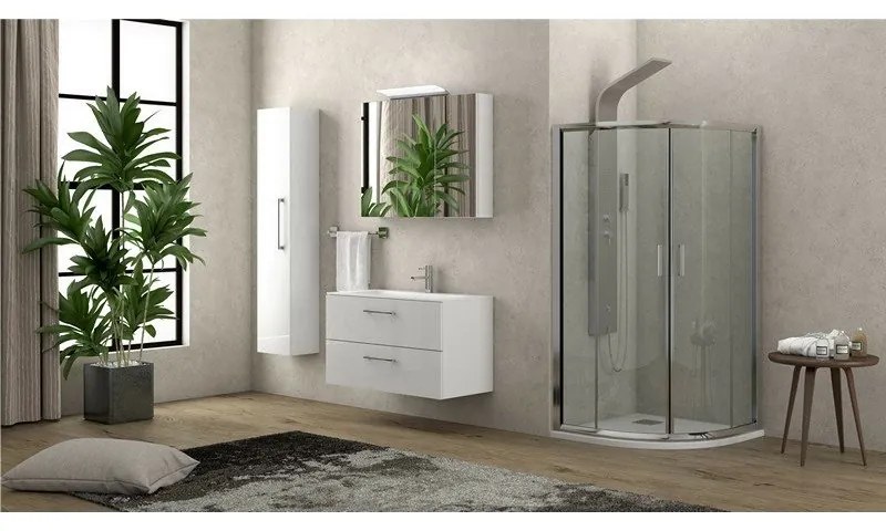Kamalu - Box doccia semicircolare 80x80 altezza 180cm vetro trasparente | K400