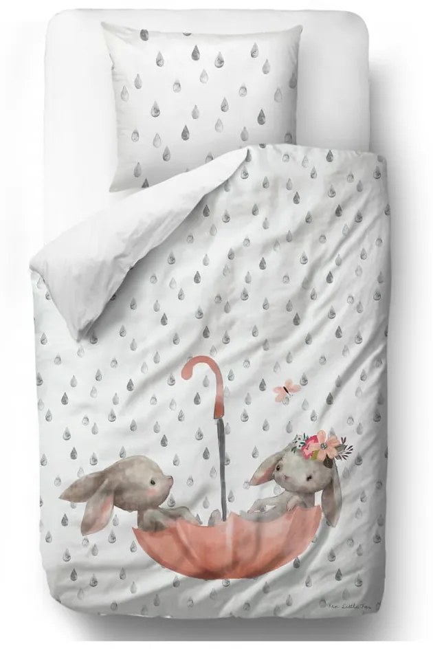 Biancheria da letto per bambini in cotone sateen Fox Bunnie, 140 x 200 cm Forest School - Butter Kings