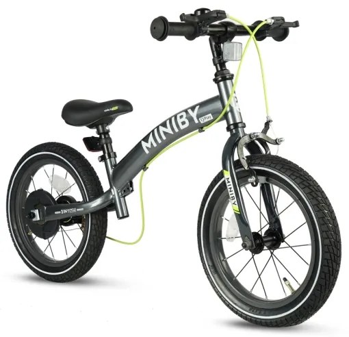 QPlay - Bicicletta per bambini 14" MINIBY 3 in 1 grigia