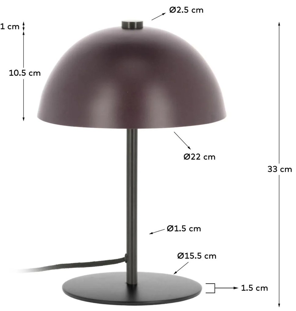 Kave Home - Lampada da tavolo Aleyla in metallo con finitura granato