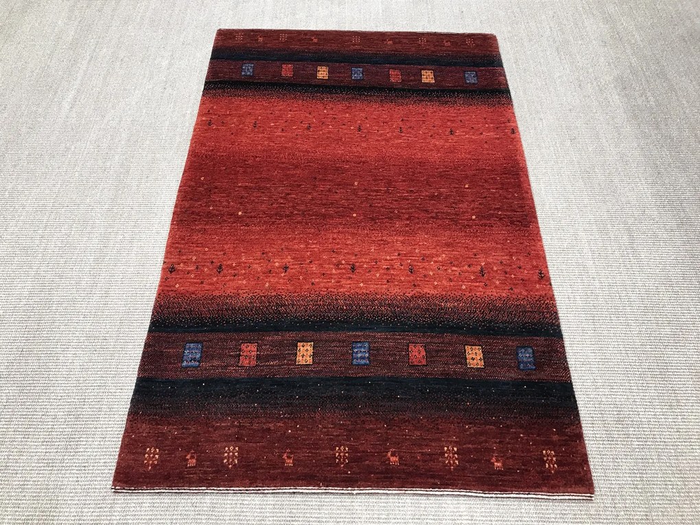 Loribaft Tappeto 100 x 150 Rosso (Iran) Annodato A Mano