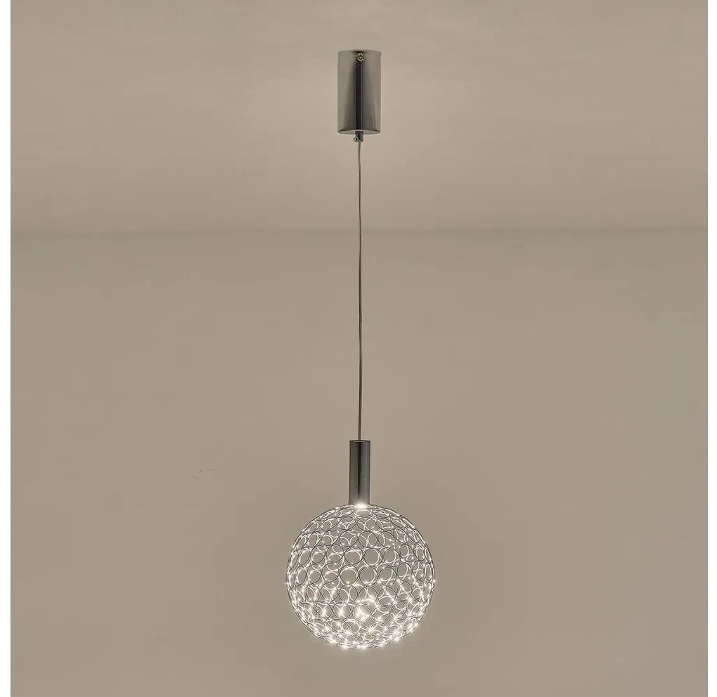 Lampadario LED a sospensione con filo PERFORATO LED/6,3W/230V 3000K cromo lucido diametro 20 cm