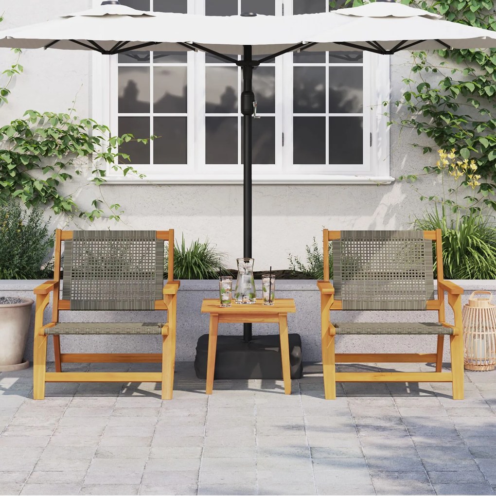 Set da giardino : 3 pezzi in legno massello di acacia, grigio