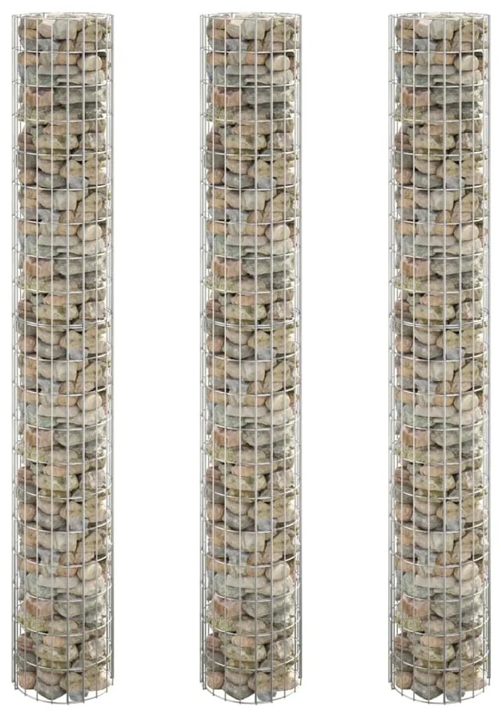 Fioriere Gabbione Circolare 3 Pz İn Acciaio Zincato Ø30x200 Cm /