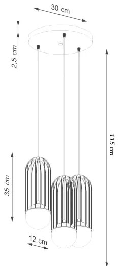 Sollux SL.1336 - Lampadario a sospensione con filo BRINA 3xG9/8W/230V nero