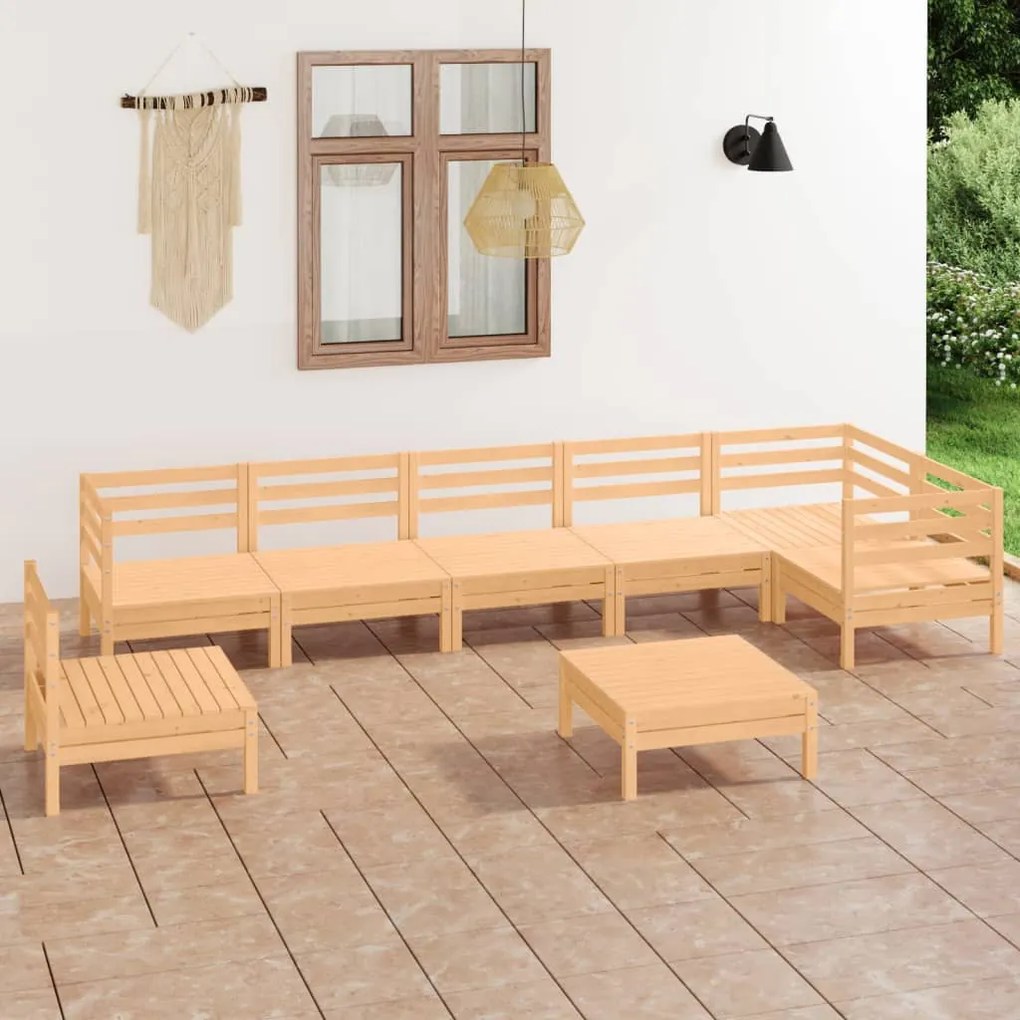 Set Salotto da Giardino 8 pz in Legno Massello di Pino