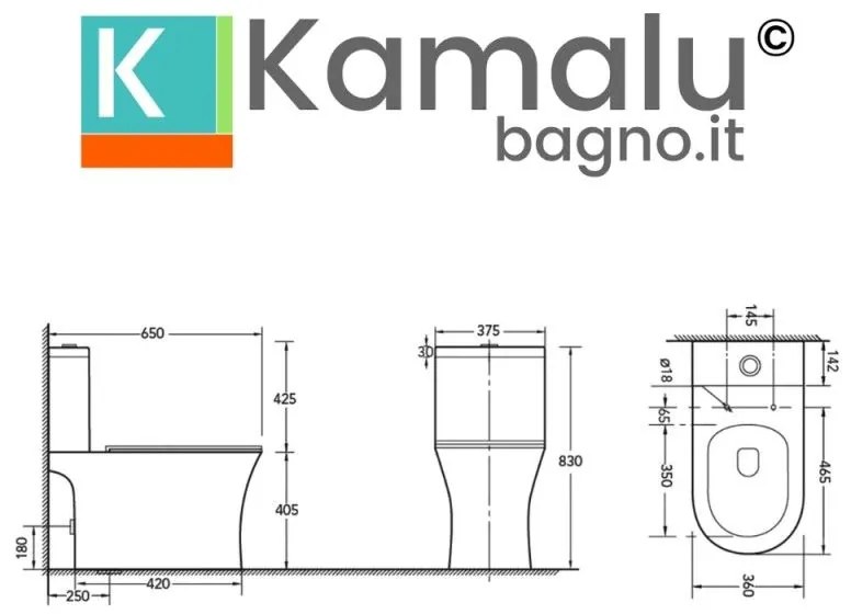 Kamalu - vaso monoblocco senza brida con scarico a terra | anta-1200