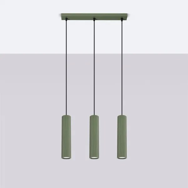 Sollux SL.1613 - Lampadario a sospensione con filo KARBON 3xGU10/10W/230V verde