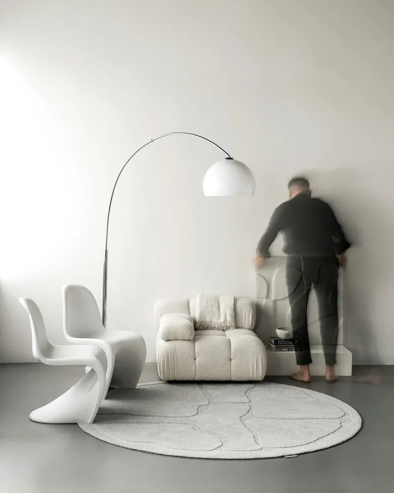 Tappeto rotondo in lana grigio chiaro ø 200 cm Morphic Organica - Agnella