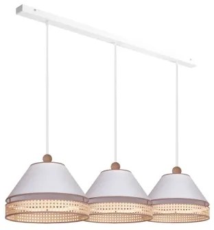 Duolla - Lampadario a sospensione con filo AVIGNON 3xE27/15W/230V bianco/rattan