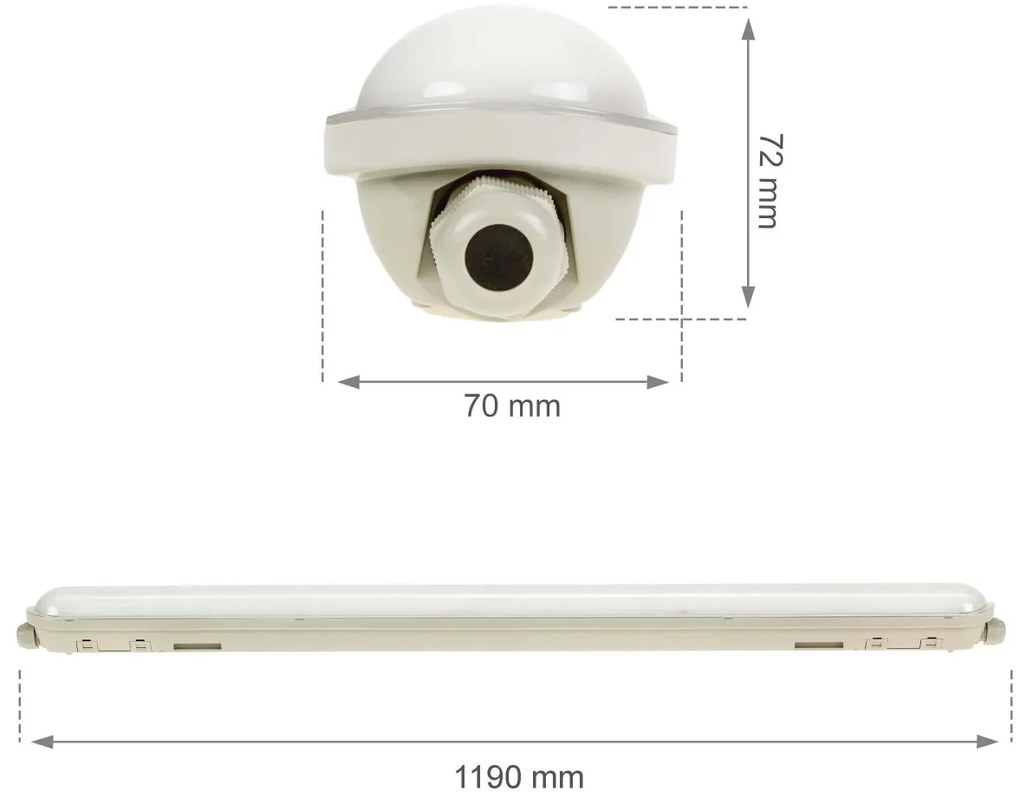 Plafoniera LED 120cm 38W 5.900lm (155lm/W) Certificato PZH Colore Bianco Naturale 4.000K