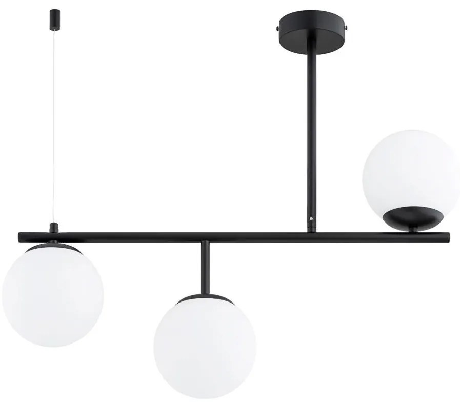 Lampadario a sospensione con supporto rigido LUNA 3xE14/10W/230V nero