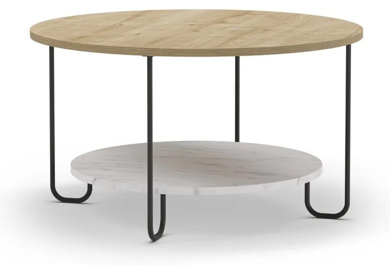 Tavolino rotondo con piano in rovere naturale ø 80 cm Tonka - Marckeric