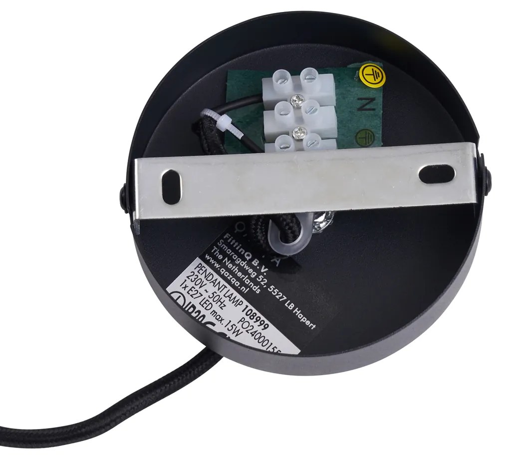 Lampada a sospensione retrò nera con vetro bronzo - Bizle